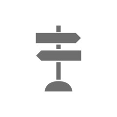 Road signs, destination traffic sign grey icon.