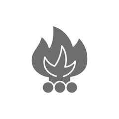 Vector bonfire, waste incineration, garbage grey icon.