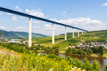 Bridge over Moselle river in Zeltingen Germany