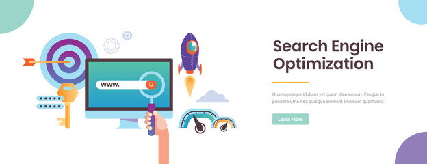 search engine ranking website analytics, SEO optimization flat vector conceptual illustration with editable copy space