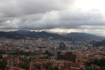 Fototapeta na wymiar Clouds over the city of Bilbao