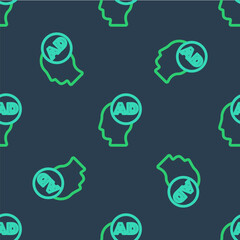 Line Advertising icon isolated seamless pattern on blue background. Concept of marketing and promotion process. Responsive ads. Social media advertising. Vector