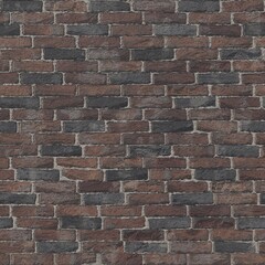 Old brick wall in a background image. Cracked from time, peeling dirty bricks of red and gray color with traces of plaster. 3D-rendering