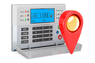 Security alarm system with map pointer. 3D rendering