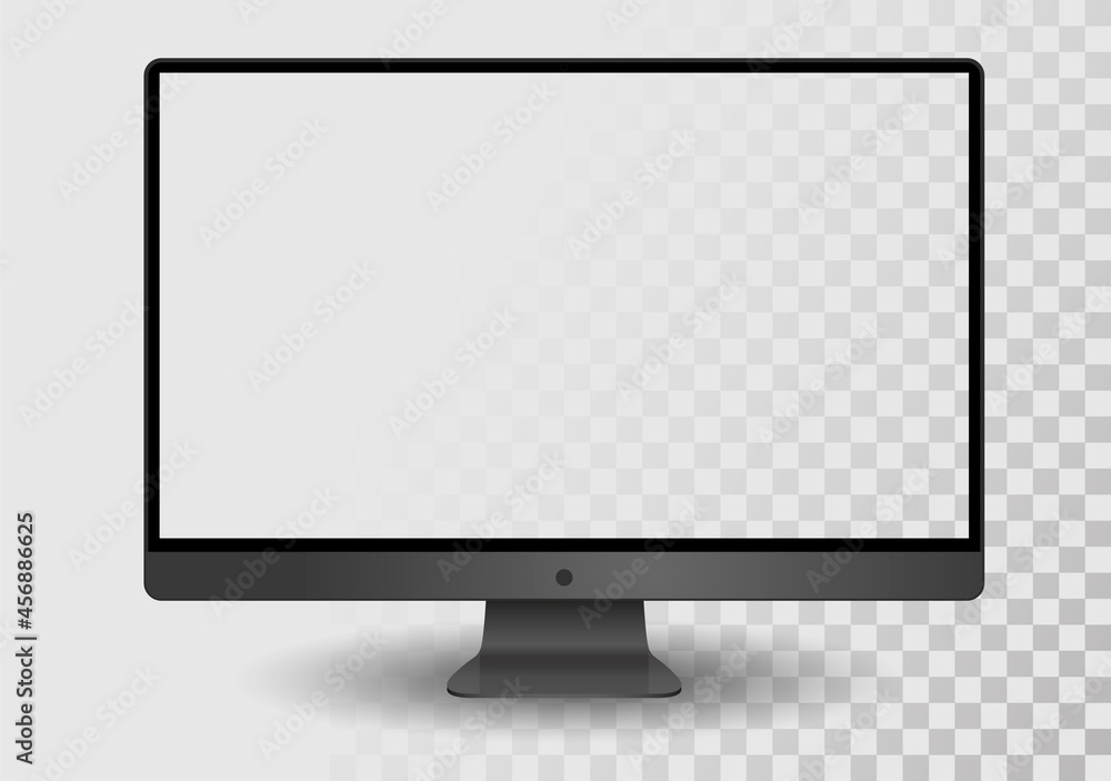 Poster Realistic computer monitor isolated on transparent background. Vector mockup. Vector illustration.