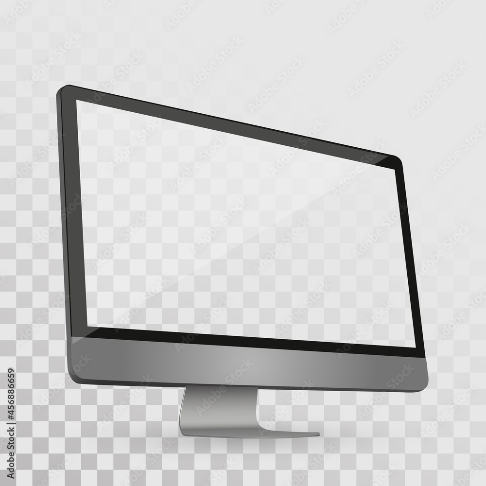 Aufkleber Realistic computer display isolated on transparent background. Vector mockup. Vector illustration