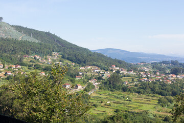 Fototapeta na wymiar Green rural landscapes of Galicia, Spain