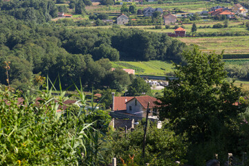 Naklejka premium Green rural landscapes of Galicia, Spain