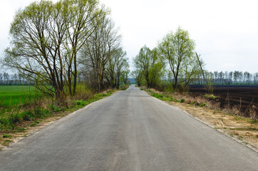 The small asphalt road, located outside of the village 