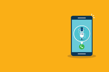 Bot calling to user. Customer service robot. Vector illustration.