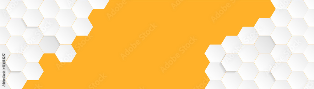 Fototapete abstract white honeycomb vector pattern on yellow background. modern simple honeycomb pattern hexago