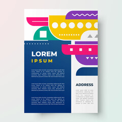 Flyer cover colored lines geometric theme brochure design templat