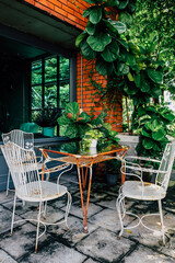 Obraz na płótnie Canvas Detail of old vintage furniture in garden, home decor