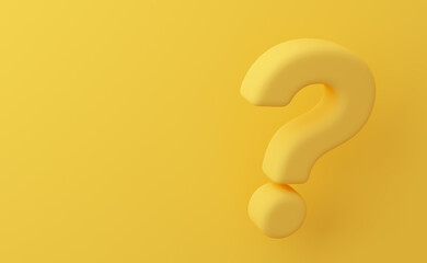 Question mark symbol on yellow pastel background. 