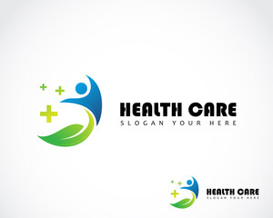 health care logo creative nature leave massage design concept color modern plus