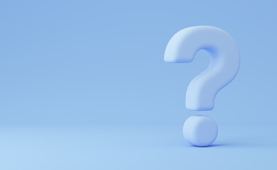 3d Question mark on blue background. 