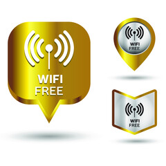 Set of wireless antenna icon. Internet button on white background. Golden wifi icons design.Eps 10 vector illustration.