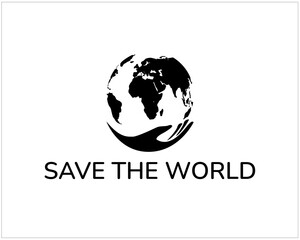 Fototapeta premium WORLD LOGO BLACK WHITE OZONE PROTECTION DAY MAP AND VECTOR