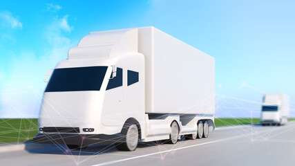 Car transport online shipping business,car mockup poster,cargo truck,3d rendering