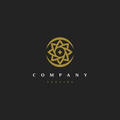 Geometric Luxury Sun Logo, Luxury Star Logo Design, Circle Star and Sun Logo Vector