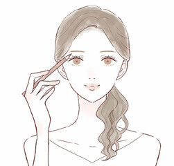 アイブロウをする女性
