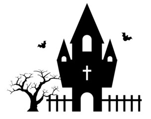 Building Halloween Cathedral Horror Church Festive Illustration