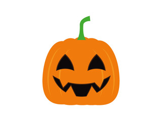 Scary spooky smiley Jack O Lantern pumpkin face. Symbol of Halloween. October. Autumn holiday. Isolated on white background. Illustration.