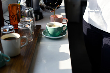 People getting hot coffee