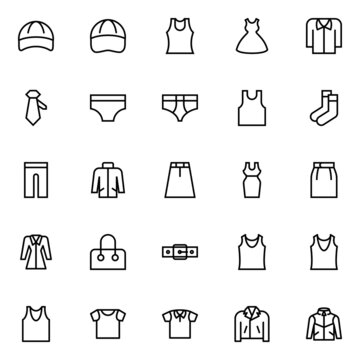 Outline icons for clothes.