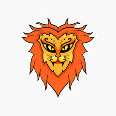 lion head logo concept. creative, animal, cartoon and beast style. suitable for mascot logo, icon, symbol and sign. such as e sports, sports, strong logo and t shirt design
