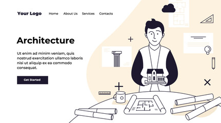 Flat architectural project. Teamwork. Building and planning. Construction. Pencil, hand. Architecture and design.