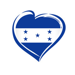 Love Honduras flag emblem. 200 years anniversary Independence Day Honduran from Spain. Celebration background with flag in heart shape. Vector illustration