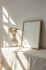 Bright and Natural Mockup Wooden Frame Sunlight 