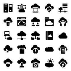 Glyph icons for cloud computing.