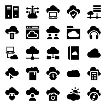 Glyph icons for cloud computing.