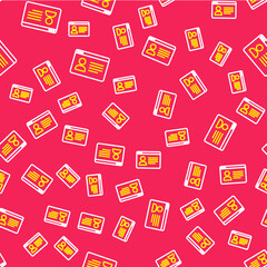 Line Online class icon isolated seamless pattern on red background. Online education concept. Vector