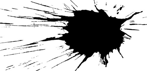 Black Ink watercolor drop on white background.
