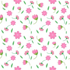 Beautiful Flowers Pattern on white background for textile pattern

