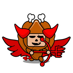 vector illustration cartoon character mascot costume grilled chicken cute devil archery