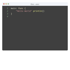 Ooc language Hello World program sample in editor window