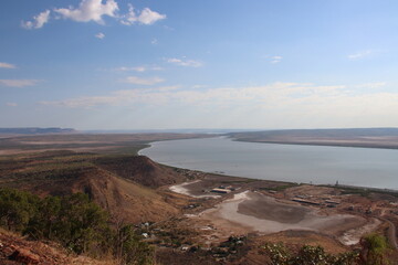 View from the 5 Rivers lookout over looking the  Port of Wyndham and the Cambridge Gulf in the Kimberley region of Western Australia.
