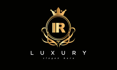 IR royal premium luxury logo with crown	