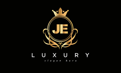 JE royal premium luxury logo with crown	