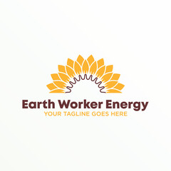 unique and simple half Sunflower image graphic icon logo design abstract concept vector stock. Which can be a corporate identity related to renewable energy or nature