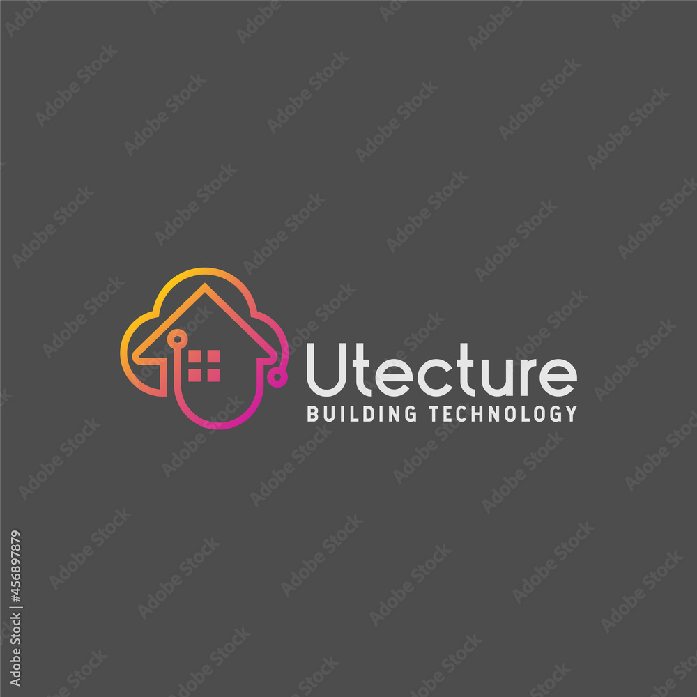 Poster simple line out home and could technology image graphic icon logo design abstract concept vector sto