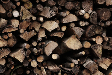 Closeup of a pile of cut tree