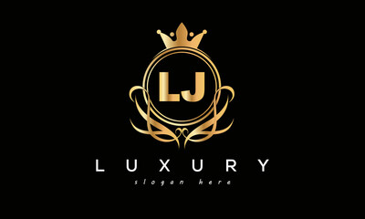 LJ royal premium luxury logo with crown	