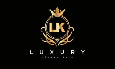 LK royal premium luxury logo with crown	