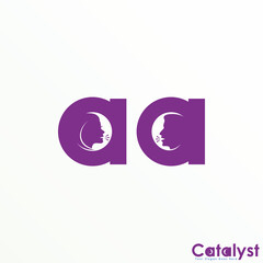 Letter or word AA sans serif font with woman and man face inside image graphic icon logo design abstract concept vector stock. can be related to initial or initial or communication