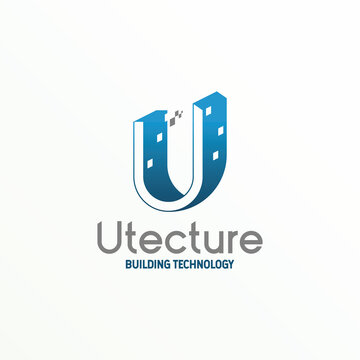 Unique Letter or word U font and Building image graphic icon logo design abstract concept vector stock. Can be used as a symbol related to initial or property